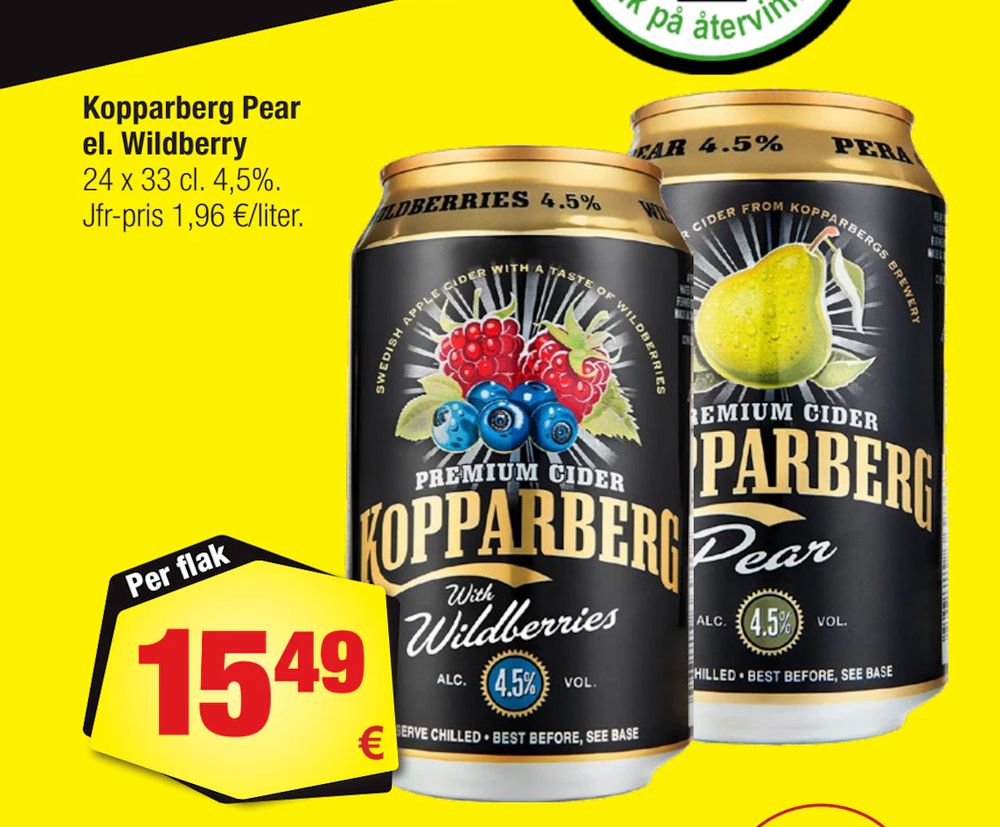 Erbjudanden på Kopparberg Pear el. Wildberry från Calle för 15,49 €