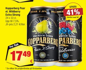 Kopparberg Pear el. Wildberry Extra Strong