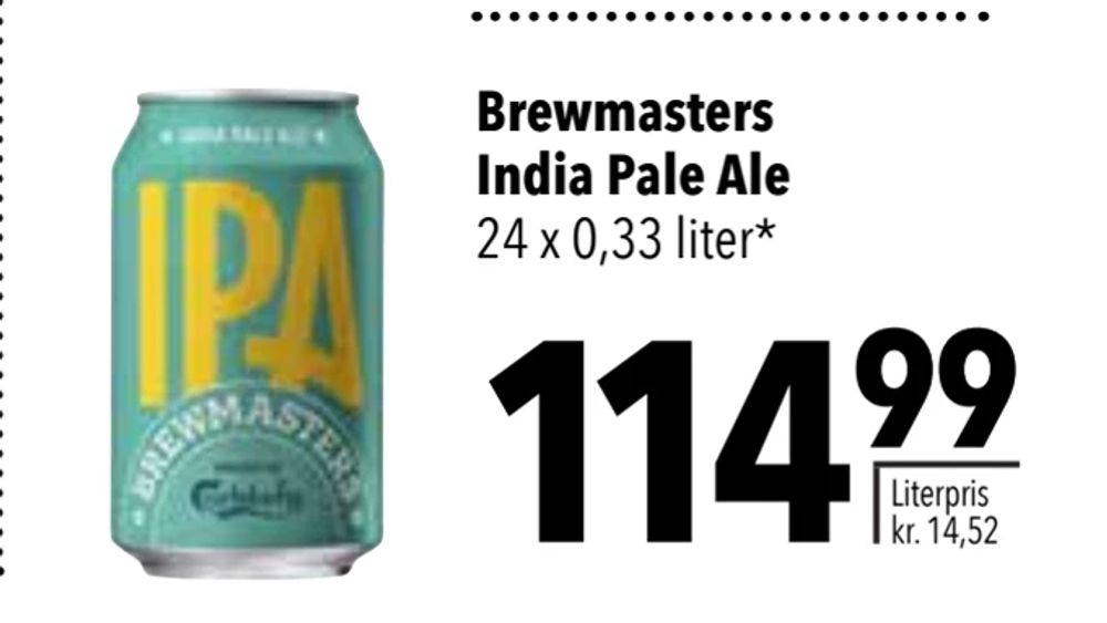 Tilbud på Brewmasters India Pale Ale fra CITTI til 114,99 kr.