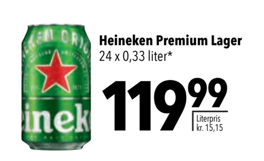 Tilbud på Heineken Premium Lager fra CITTI til 119,99 kr.