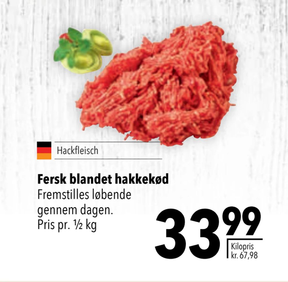 Tilbud på Fersk blandet hakkekød fra CITTI til 33,99 kr.
