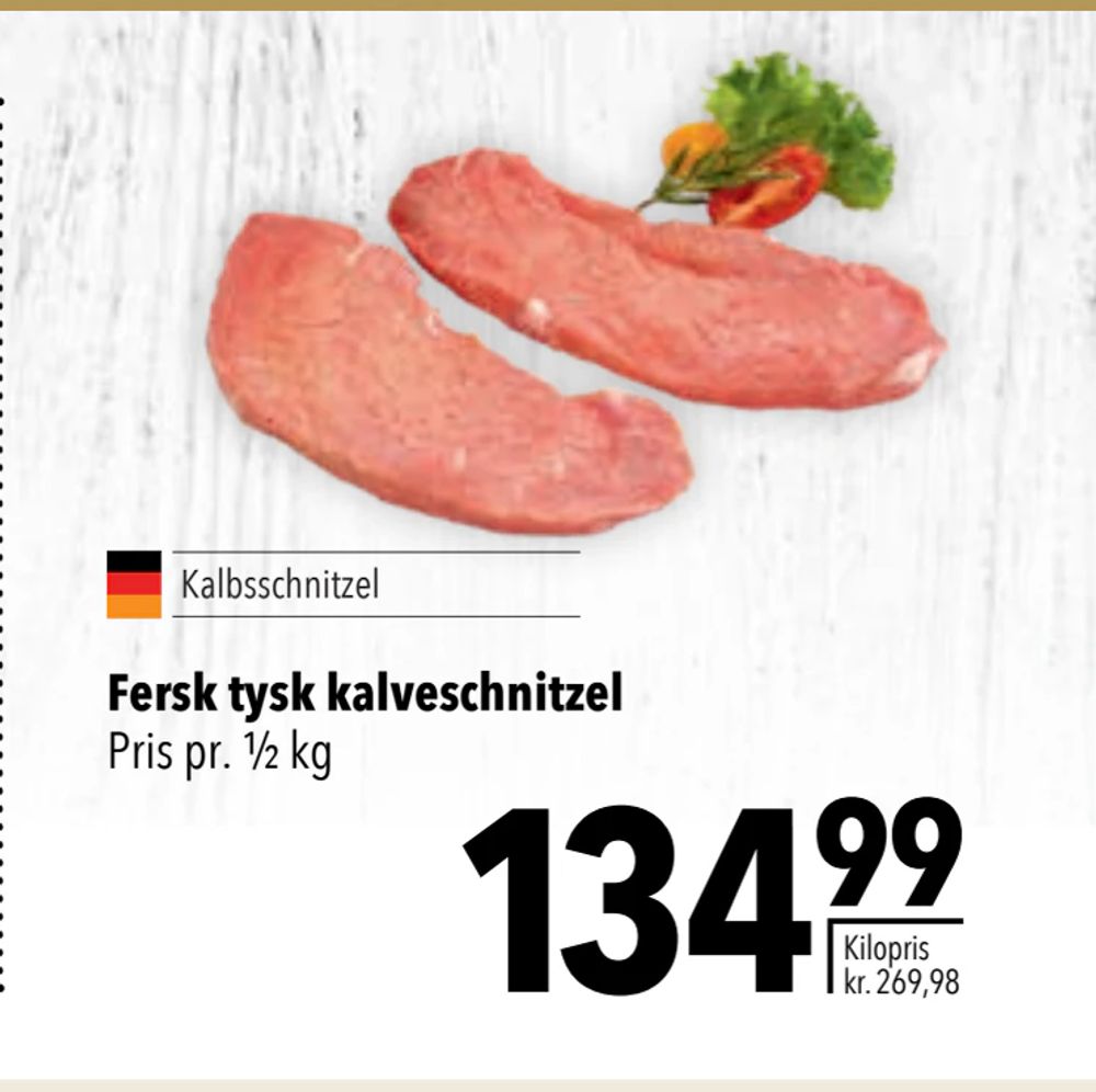 Tilbud på Fersk tysk kalveschnitzel fra CITTI til 134,99 kr.