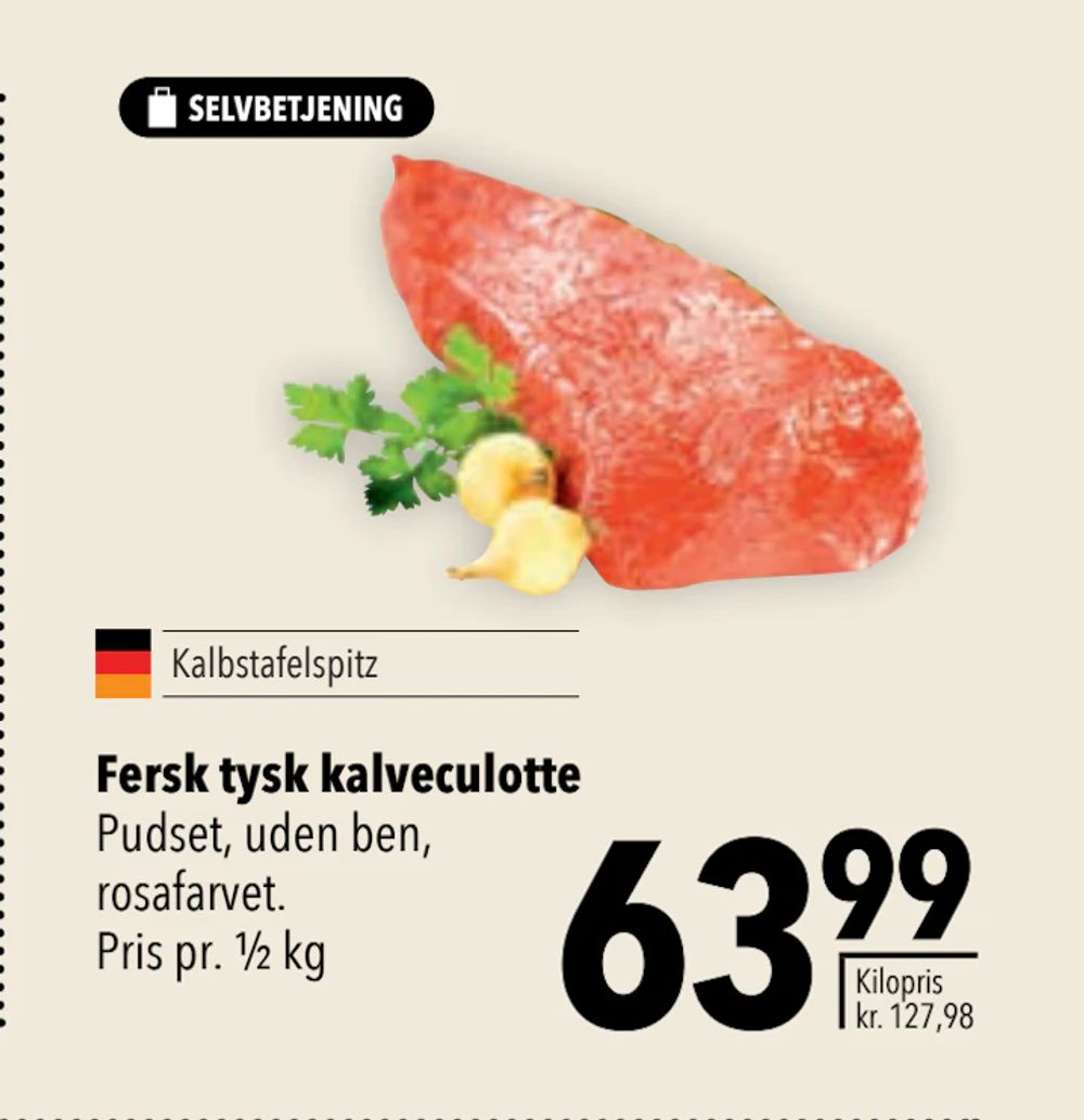 Tilbud på Fersk tysk kalveculotte fra CITTI til 63,99 kr.