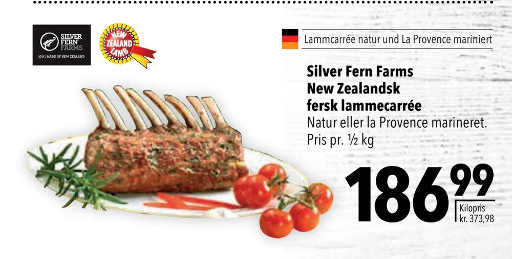 Tilbud på Silver Fern Farms New Zealandsk fersk lammecarrée fra CITTI til 186,99 kr.