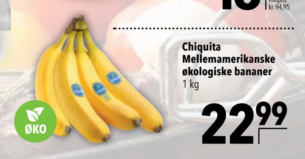 Tilbud på Chiquita Mellemamerikanske økologiske bananer fra CITTI til 22,99 kr.