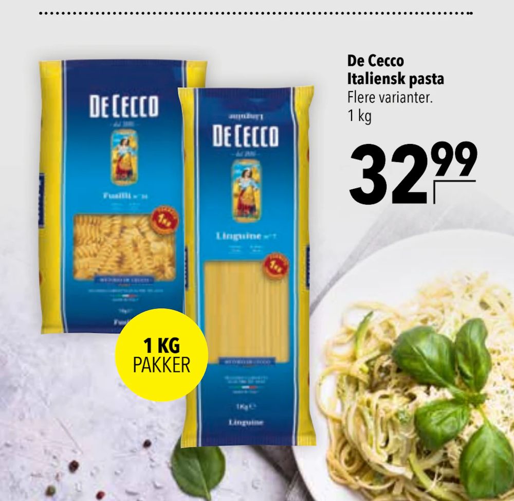 Tilbud på De Cecco Italiensk pasta fra CITTI til 32,99 kr.