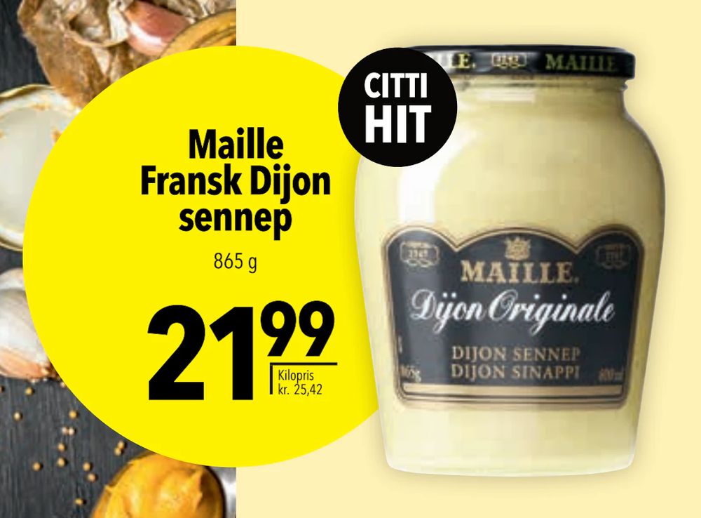 Tilbud på Maille Fransk Dijon sennep fra CITTI til 21,99 kr.