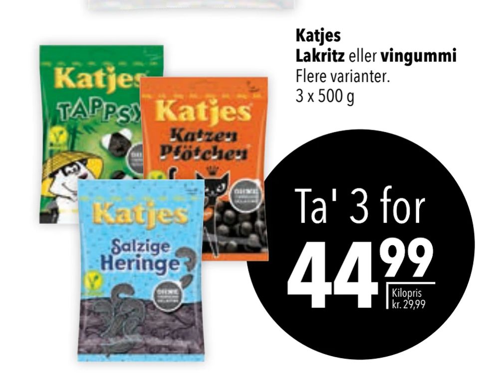 Tilbud på Katjes Lakritz eller vingummi fra CITTI til 44,99 kr.