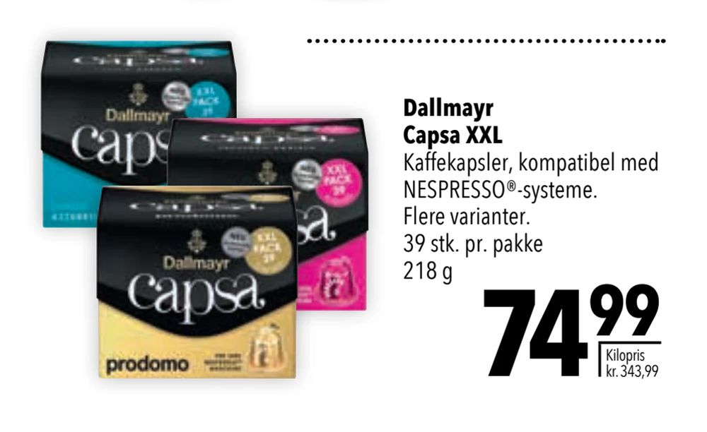 Tilbud på Dallmayr Capsa XXL fra CITTI til 74,99 kr.