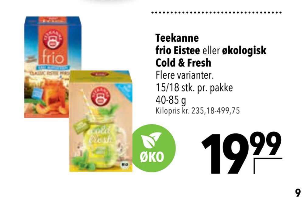 Tilbud på Teekanne frio Eistee eller økologisk Cold & Fresh fra CITTI til 19,99 kr.
