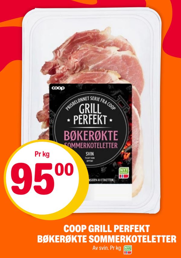 COOP GRILL PERFEKT BØKERØKTE SOMMERKOTELETTER Pr kg Av svin. Pr kg