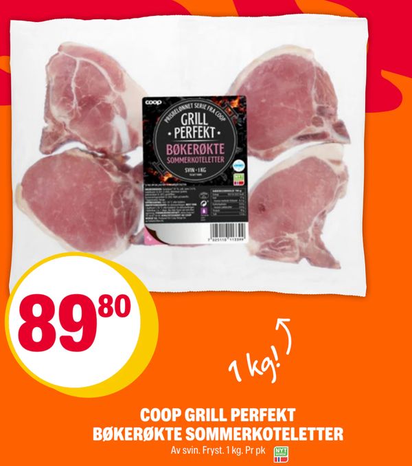 COOP GRILL PERFEKT BØKERØKTE SOMMERKOTELETTER Av svin. Fryst. 1 kg. Pr pk 1 kg!