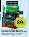 Faxe Kondi eller Pepsi Max, Royal Classic eller Pilsner 20-pak