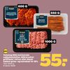 Velsmag BBQ marinerede nakkekoteletter, BBQ krydret grillflæsk i skiver eller dansk hakket grise- og kalvekød 14-18%