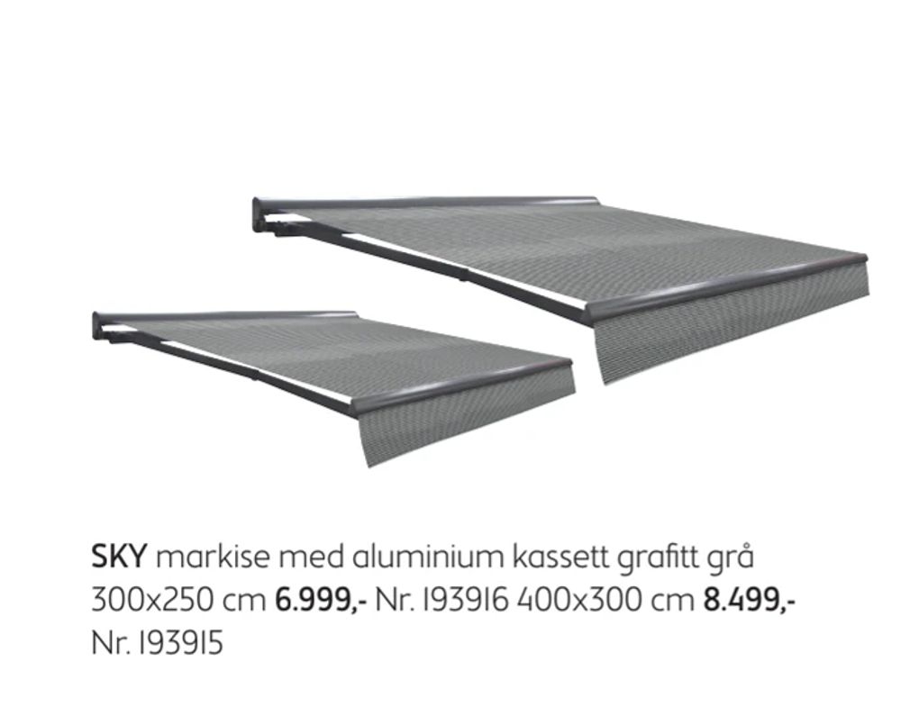 Tilbud på SKY markise med aluminium kassett grafitt fra Bohus til 6 999 kr