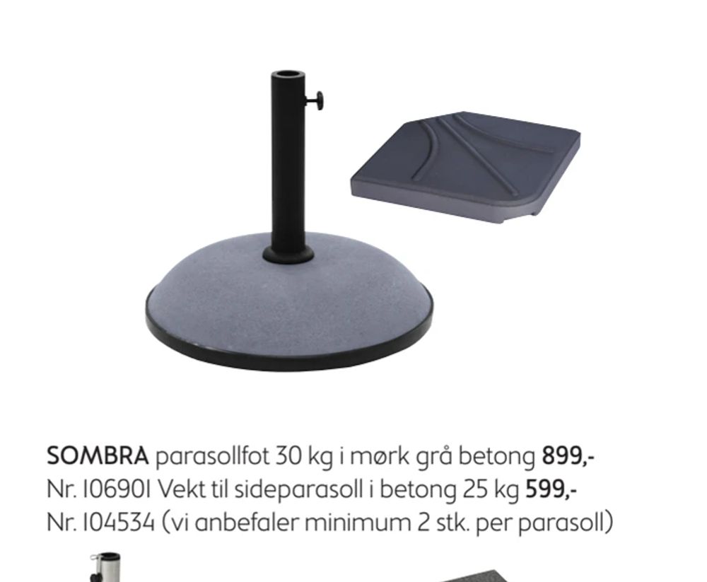 Tilbud på SOMBRA parasollfot 30 kg fra Bohus til 899 kr