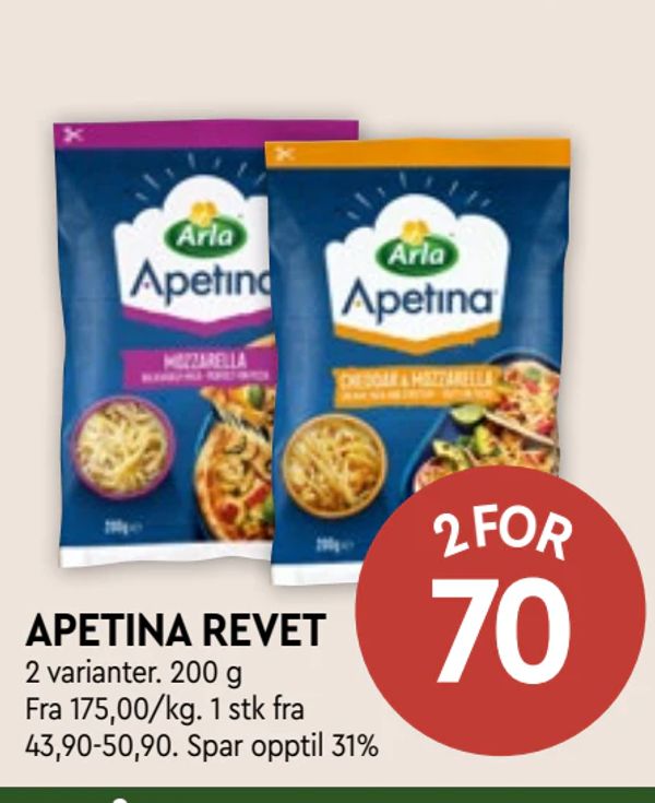 APETINA REVET 2 varianter. 200 g Fra 175,00/kg. 1 stk fra 43,90-50,90. Spar opptil 31%
