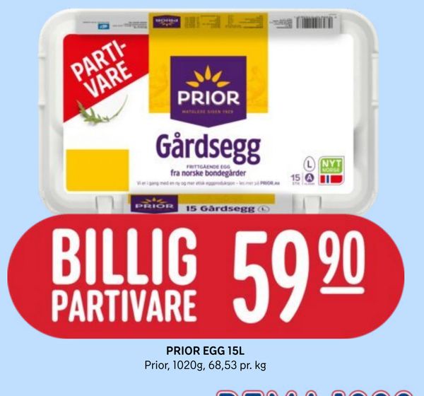 PRIOR EGG 15L Prior, 1020g, 68,53 pr. kg