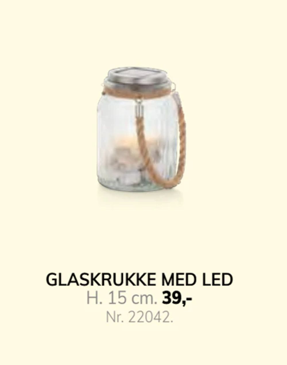 Tilbud på GLASKRUKKE MED LED fra Daells Bolighus til 39 kr.