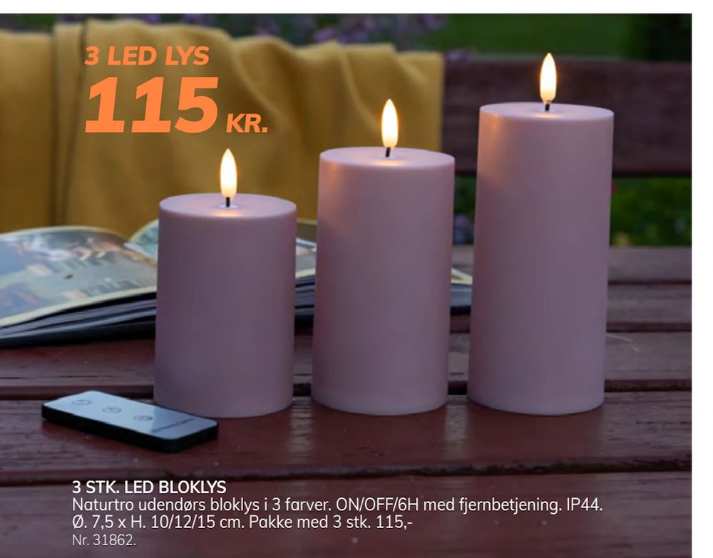 Tilbud på 3 STK. LED BLOKLYS fra Daells Bolighus til 115 kr.