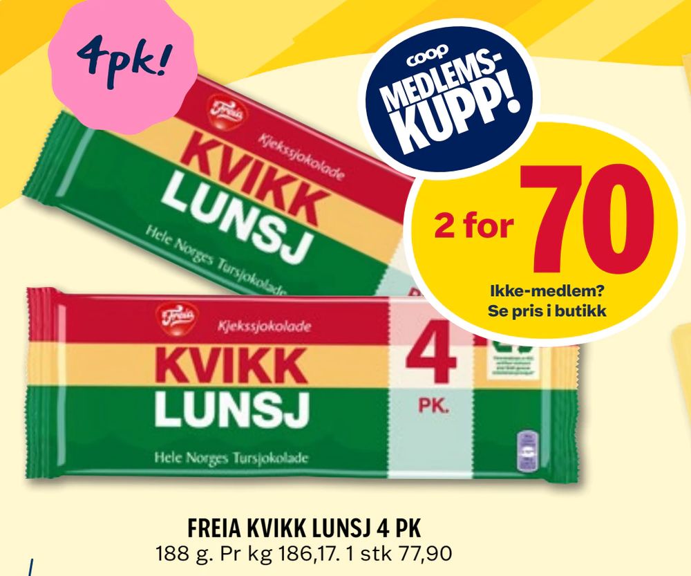 Freia Kvikk Lunsj 4 Pk