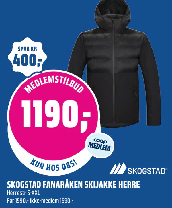 SKOGSTAD FANARÅKEN SKIJAKKE HERRE Herrestr S-XXL Før 1590,- Ikke-medlem 1590,-