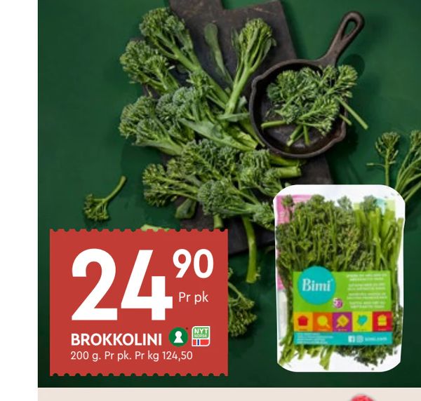 BROKKOLINI 200 g. Pr pk. Pr kg 124,50 Pr pk