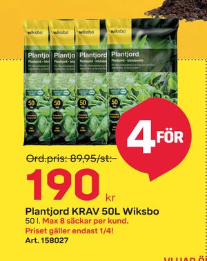Plantjord KRAV 50L Wiksbo