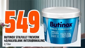BUTINOX STILFULLT TREVERK 40/HALVBLANK INTERIØRMALING