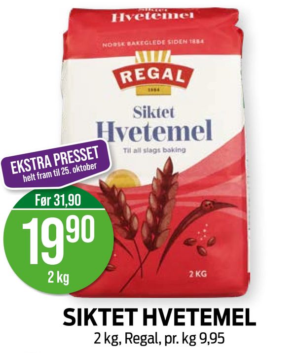 SIKTET HVETEMEL 2 kg, Regal, pr. kg 9,95