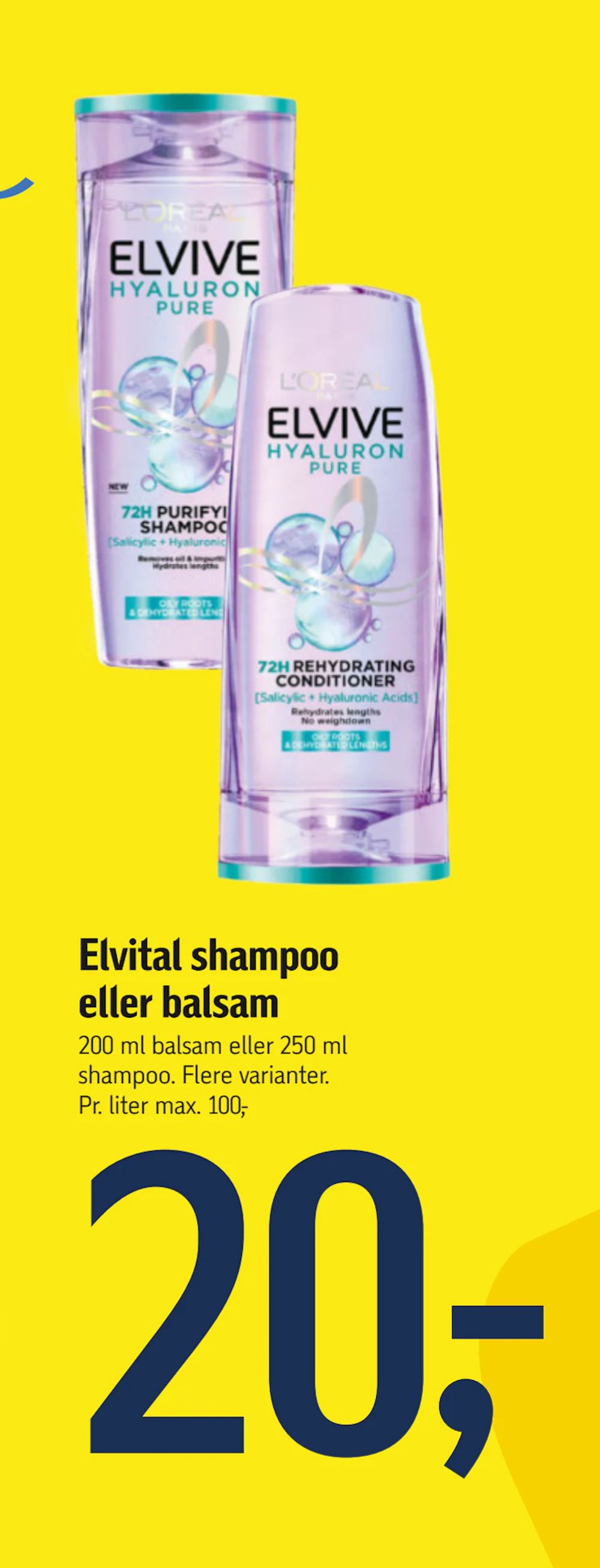 Tilbud på Elvital shampoo eller balsam fra føtex til 20 kr.