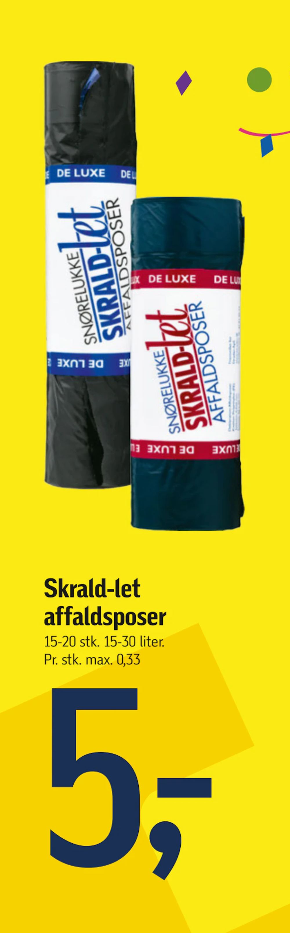 Tilbud på Skrald-let affaldsposer fra føtex til 5 kr.