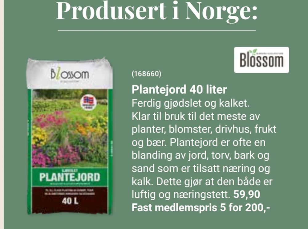 Tilbud på Plantejord 40 liter fra Europris til 200 kr