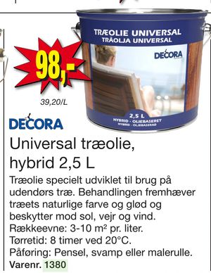 Universal træolie, hybrid 2,5 L