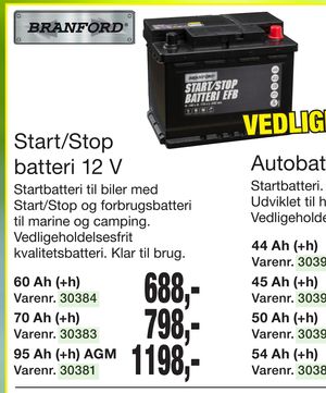Start/Stop batteri 12 V