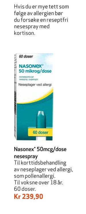 Nasonex 50mcg/dose nesespray