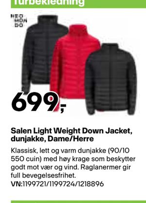 Salen Light Weight Down Jacket, dunjakke, Dame/Herre
