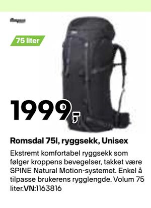 Romsdal 75l, ryggsekk, Unisex