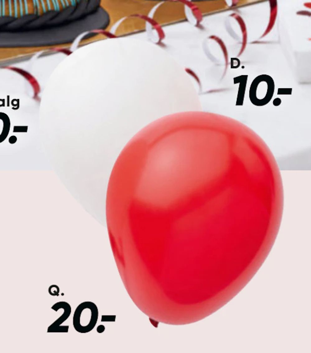 Tilbud på 12 stk. balloner fra Bilka til 20 kr.