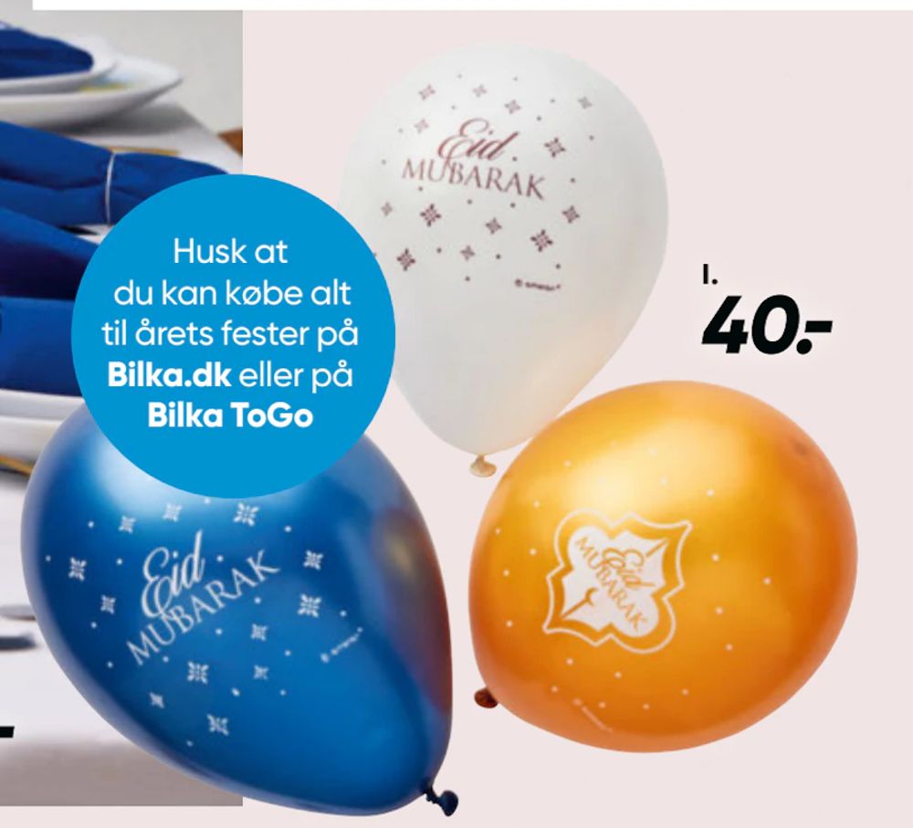 Tilbud på Eid Mubarak balloner fra Bilka til 40 kr.