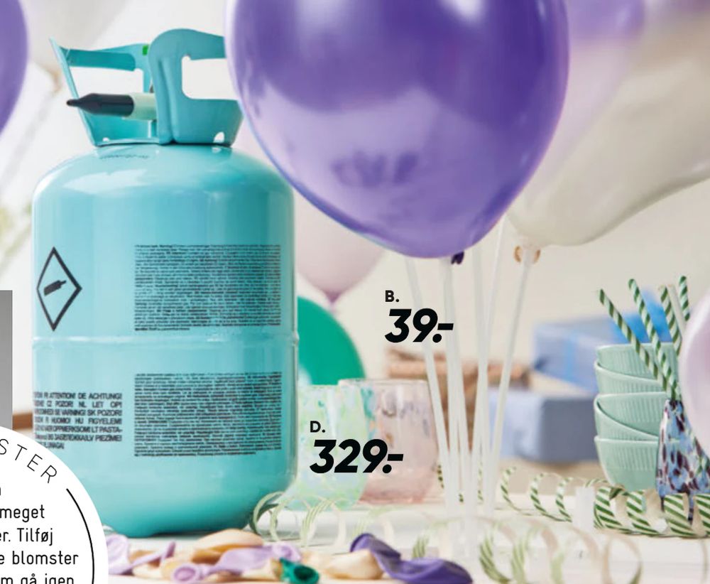 Tilbud på Heliumbeholder inkl. 30 balloner fra Bilka til 329 kr.