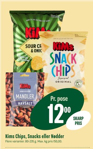 Kims Chips, Snacks eller Nødder