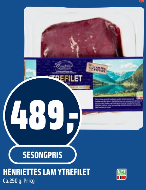 HENRIETTES LAM YTREFILET SESONGPRIS
Ca.250 g. Pr kg