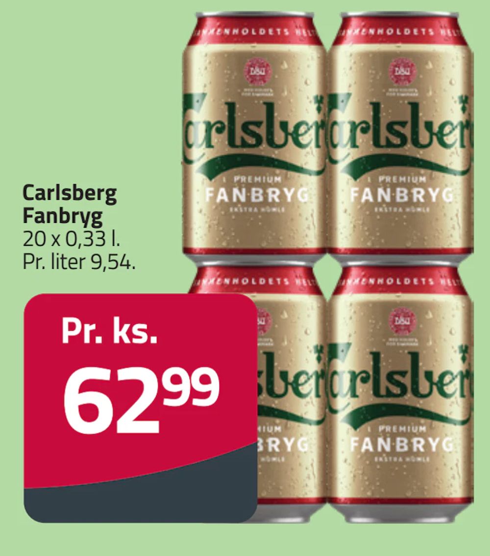Tilbud på Carlsberg Fanbryg fra Fleggaard til 62,99 kr.