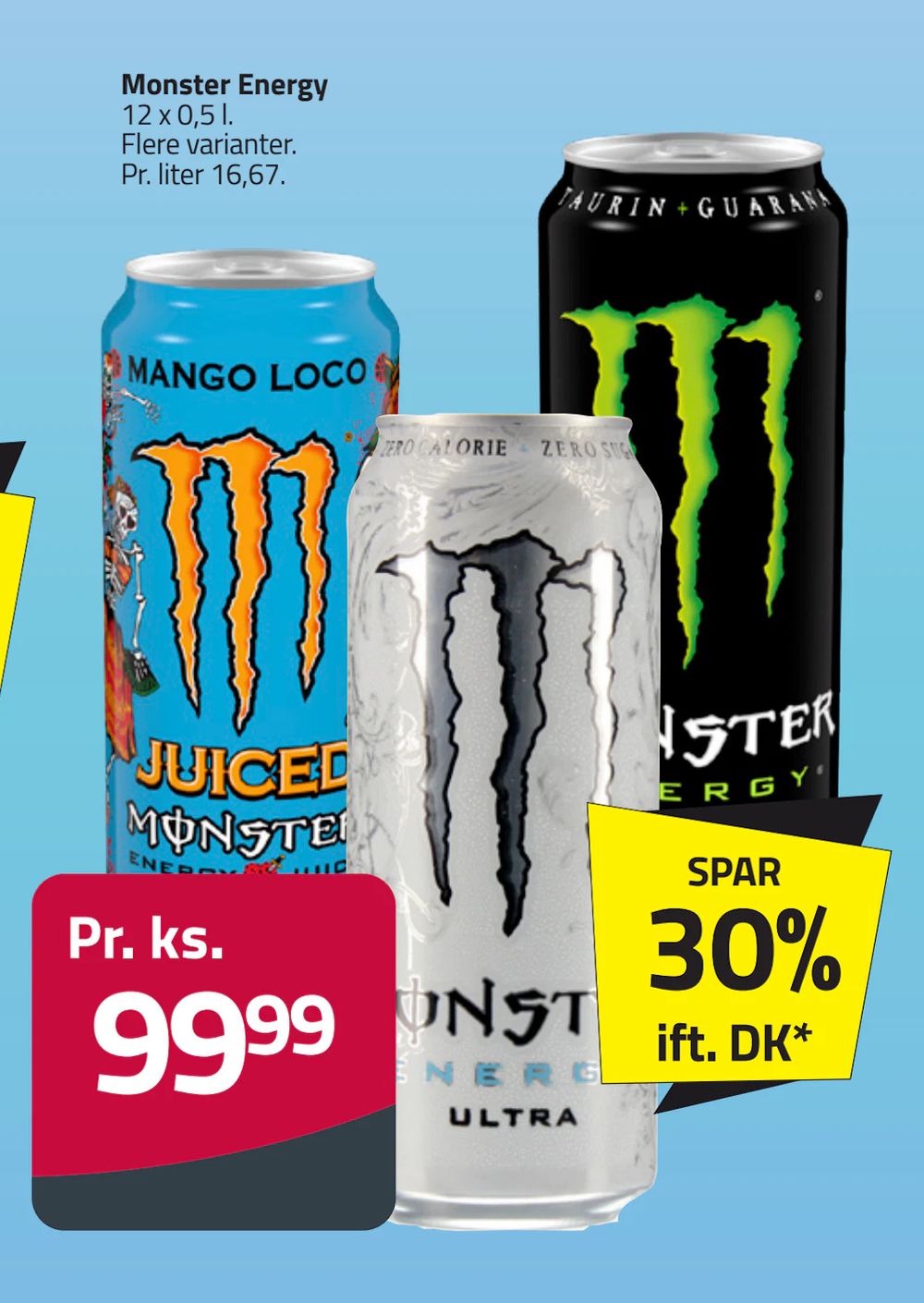 Tilbud på Monster Energy fra Fleggaard til 99,99 kr.