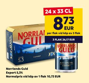 Norrlands Guld Export 5,3% Normalpris vid köp av 1 flak 10,73 EUR