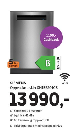SIEMENS Oppvaskmaskin SN15ES01CS