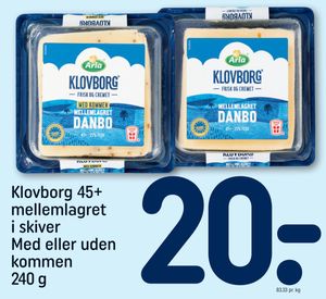 Klovborg 45+ mellemlagret i skiver Med eller uden kommen 240 g