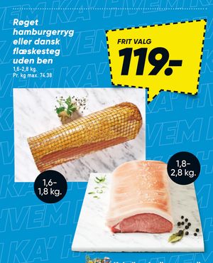 Røget hamburgerryg eller dansk flæskesteg uden ben