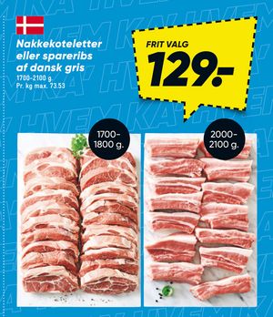 Nakkekoteletter eller spareribs af dansk gris